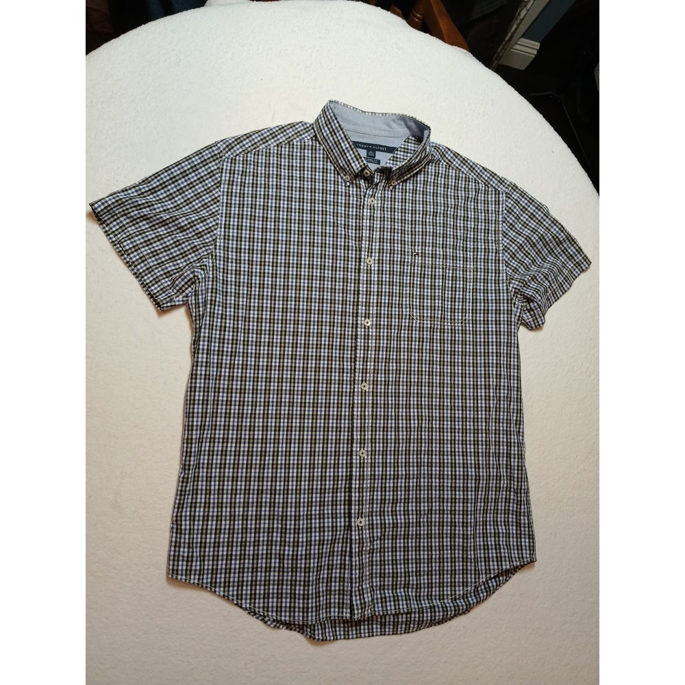 Tommy Hilfiger‎ Button Down Shirt Vintage Mens Plaid XL Short Sleeve Casual Y2K